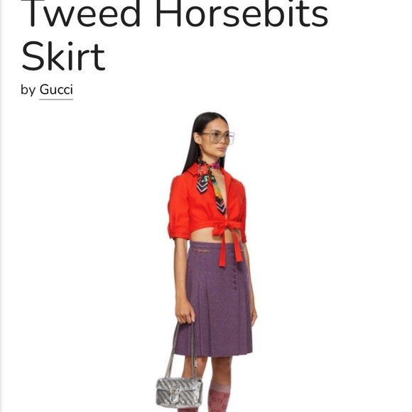 Gucci Purple Wool Tweed Horsebits Skirt - Picture 9 of 11